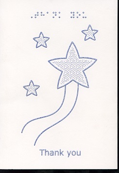 Braille and Tactile Greeting Card Thank You – Stars