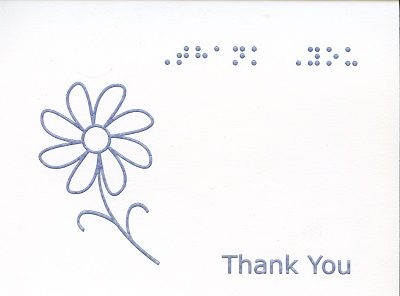 Braille and Tactile Greeting Card Box of Small Blank Thank You – Daisy coloured