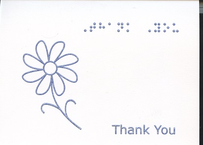 Braille and Tactile Greeting Card Box of Small Blank Thank You – Daisy coloured