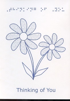 An image of two flowers, the cover text reads Thinking of You