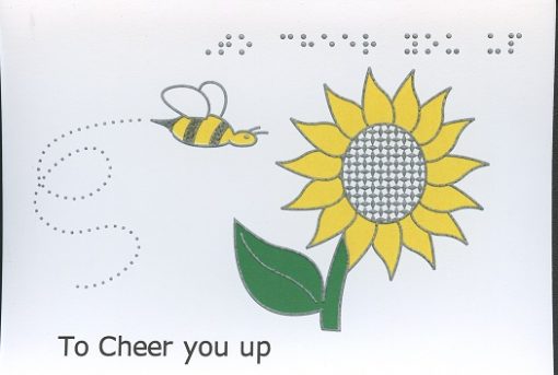 Braille and Tactile Greeting Card Get Well – Bee and Sunflower