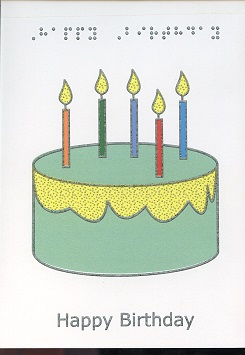 Braille Greeting Card Birthday Candles Colours