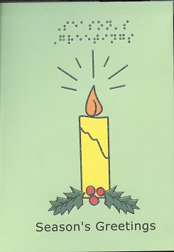 Braille and Tactile Greeting Card Season'S Greetings – Candle With Holly Coloured