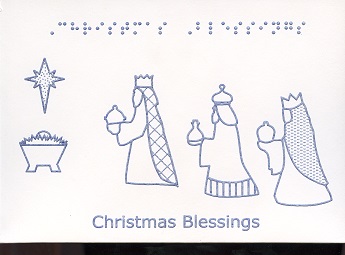 Braille and Tactile Greeting Card Christmas Blessings Monocolour