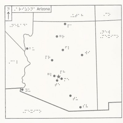Braille Map of Arizona, USA