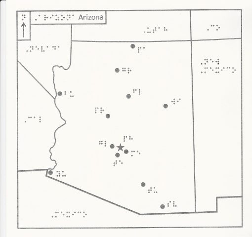 Braille Map of Arizona, USA